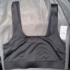 Jenni Intimates Womens Black Square Neck Sports Bra Bralette Large 100139253